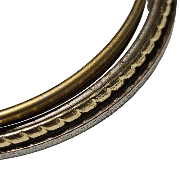 Retro Mixed Metal Stackable Bangle Bracelets Textured Finish Set Of 6 Jewelry - Picture 3 of 5